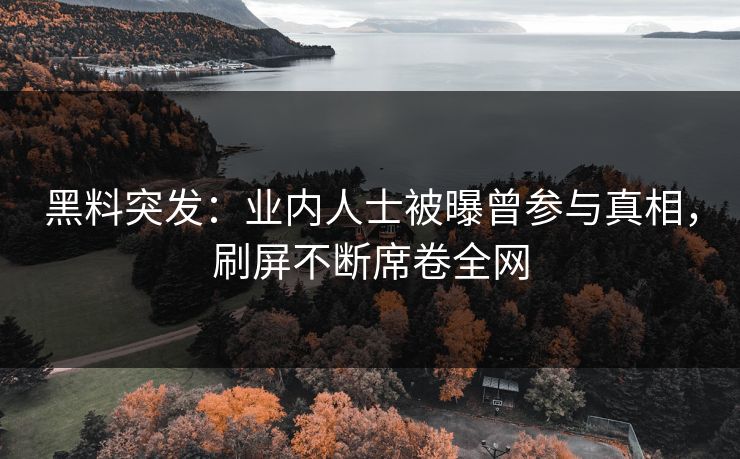 黑料突发：业内人士被曝曾参与真相，刷屏不断席卷全网  第1张