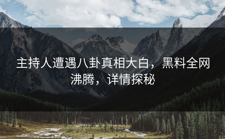 主持人遭遇八卦真相大白，黑料全网沸腾，详情探秘
